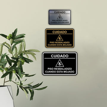 Signs ByLITA Classic Framed Cuidado: Piso Resbaladizo cuando esta mojado Door or Wall Sign Easy Installation | Health And Safety | Building And Hospitality